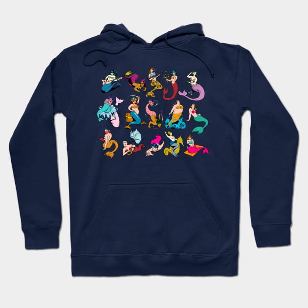 Mermaid Pin-ups Hoodie by Victor Maristane